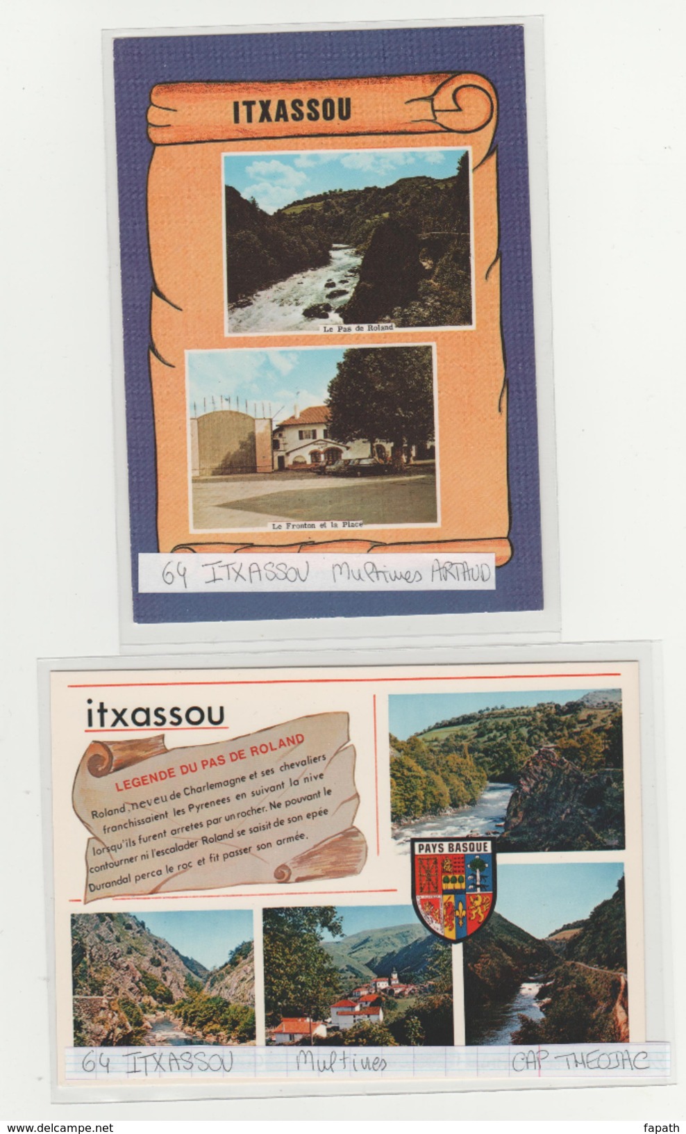 64-ITXASSOU-Multivues,blason-lot De 2 Cartes Postales-non écrites-2 Scans- 10.5 X 15-CAP THEOJAC ET ARTAUD - Itxassou