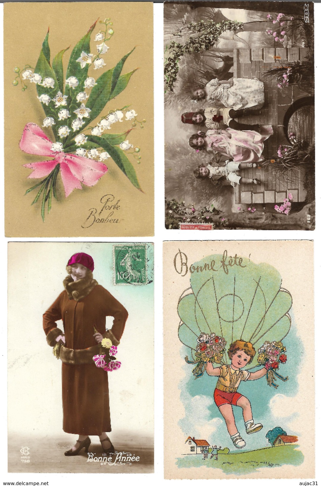 Fantaisies divers - Lot de 100 cartes - 1er avril - Noël - Enfants - Femmes - Fleurs - Couples - Pâques - 1 série - etc