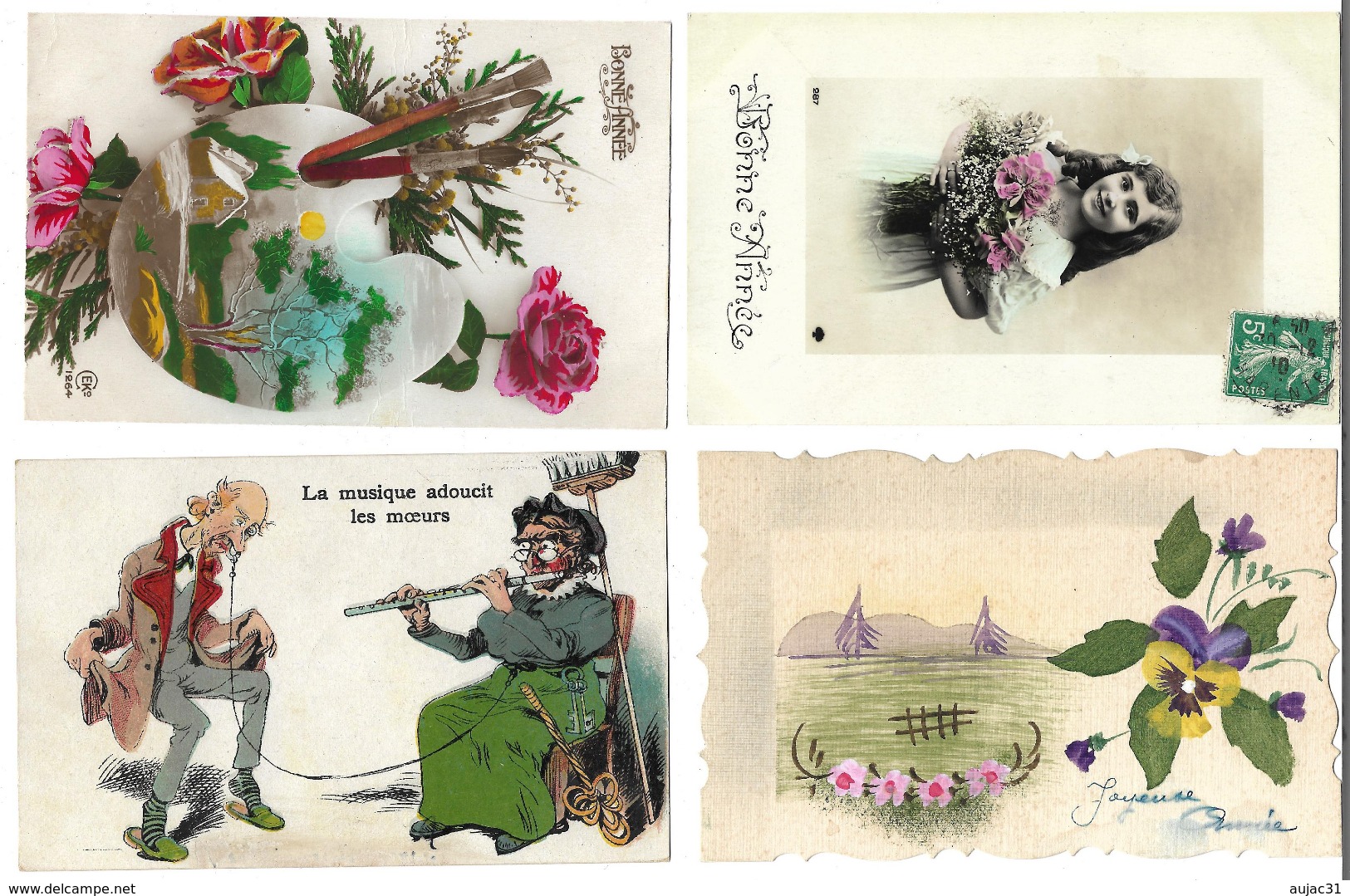 Fantaisies divers - Lot de 100 cartes - 1er avril - Noël - Enfants - Femmes - Fleurs - Couples - Pâques - 1 série - etc