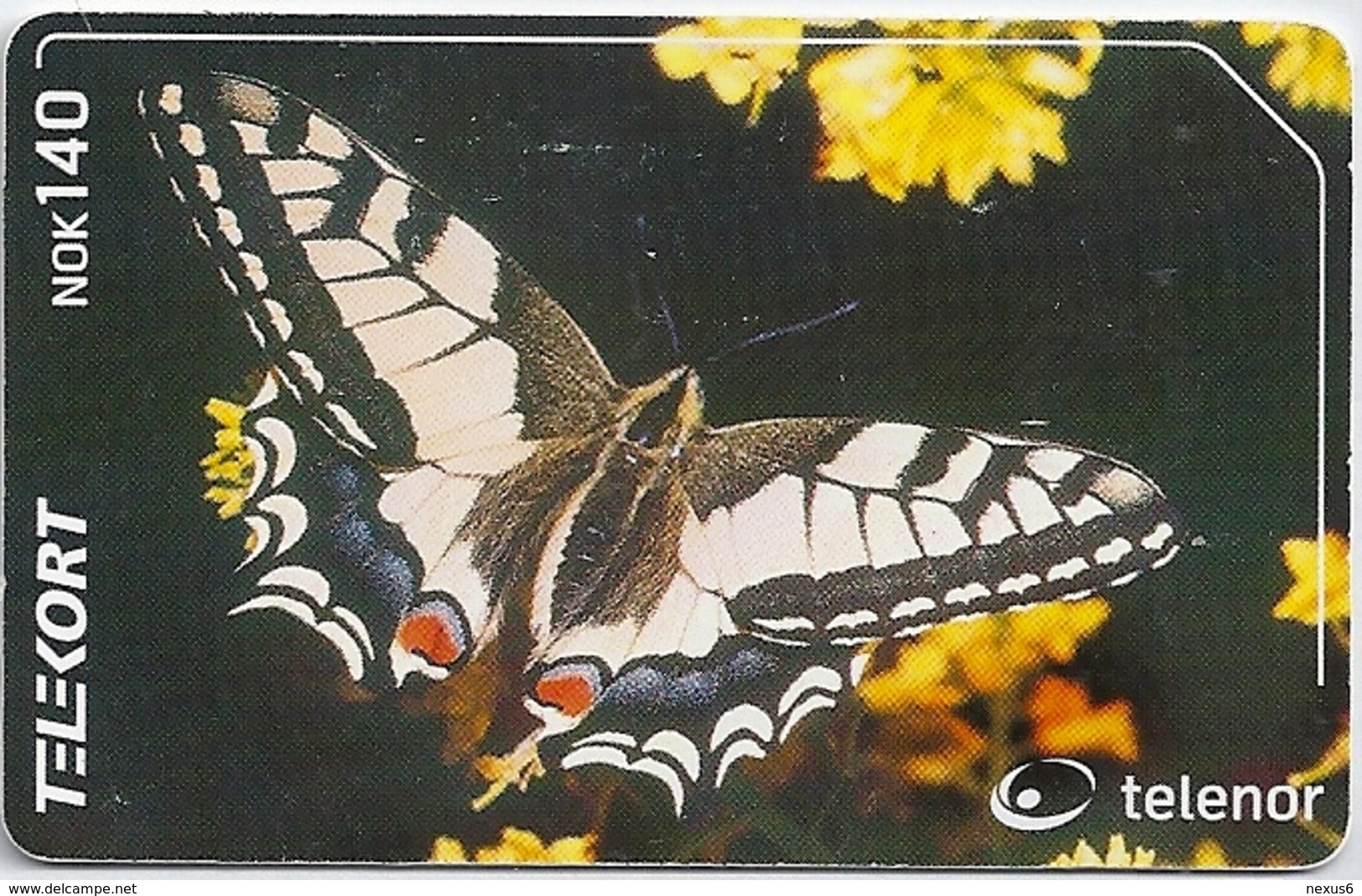 Norway - Telenor - Svalestjert Papillon Butterfly - N-211 - 07.2001, 7.000ex, Used - Norvège