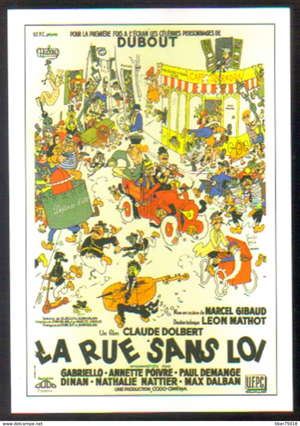 Carte Postale : Illustration Dubout (cinéma Affiche Film) La Rue Sans Loi - Affiches Sur Carte