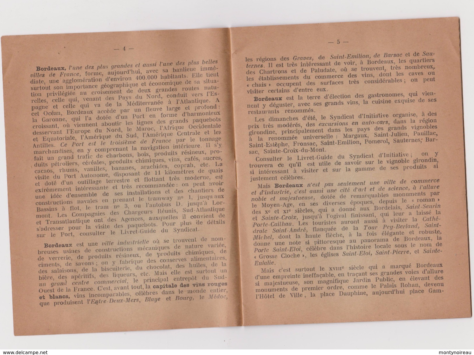 Vieux Papier : Gironde , Bordeaux ,  Syndicat D ' Iniative  1937 - Non Classés