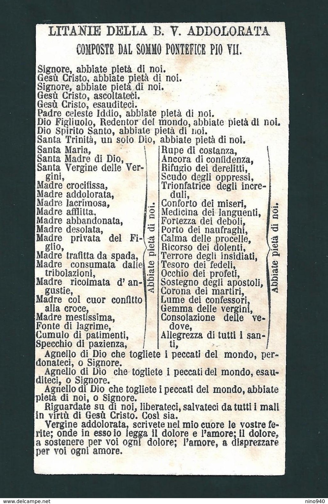 Incisione: LA B.V. ADDOLORATA  -   E - PR - Mm. 64 X 116 - Religión & Esoterismo