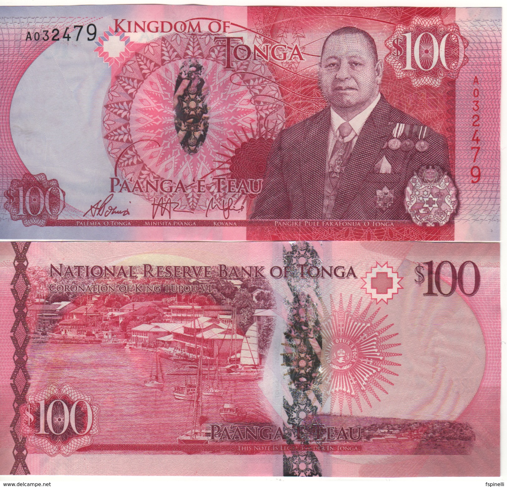 TONGA New  100 PAANGA     P49   NEW  KING   2015 - Tonga