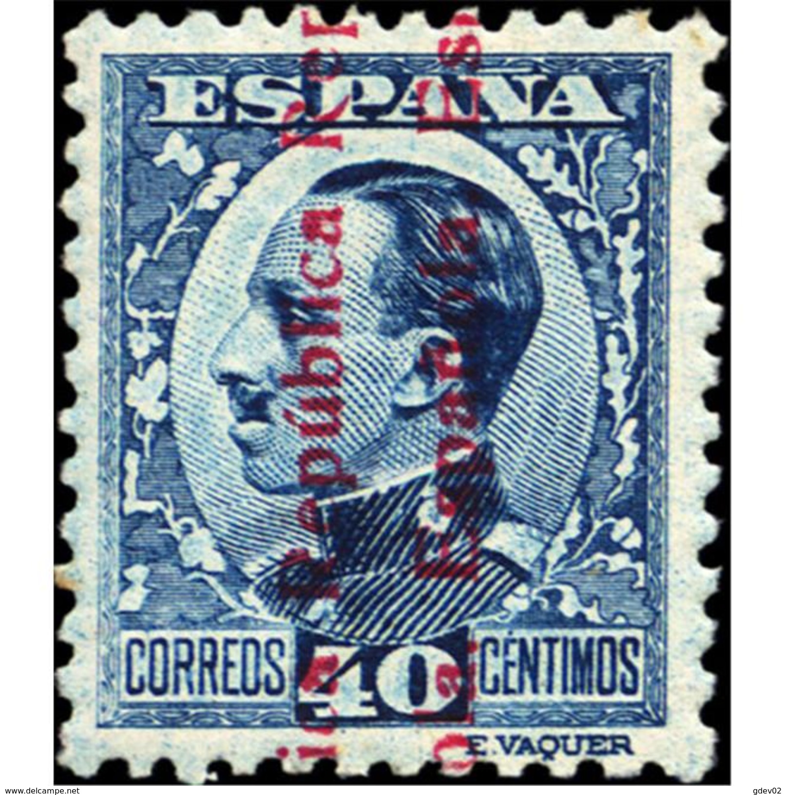 ES600STV-LFT***600STCFR.Spain.Esgane.,Rey ALFONSO Xlll,sobrecargado Republica Española.1931 (Ed 600**) - Familias Reales