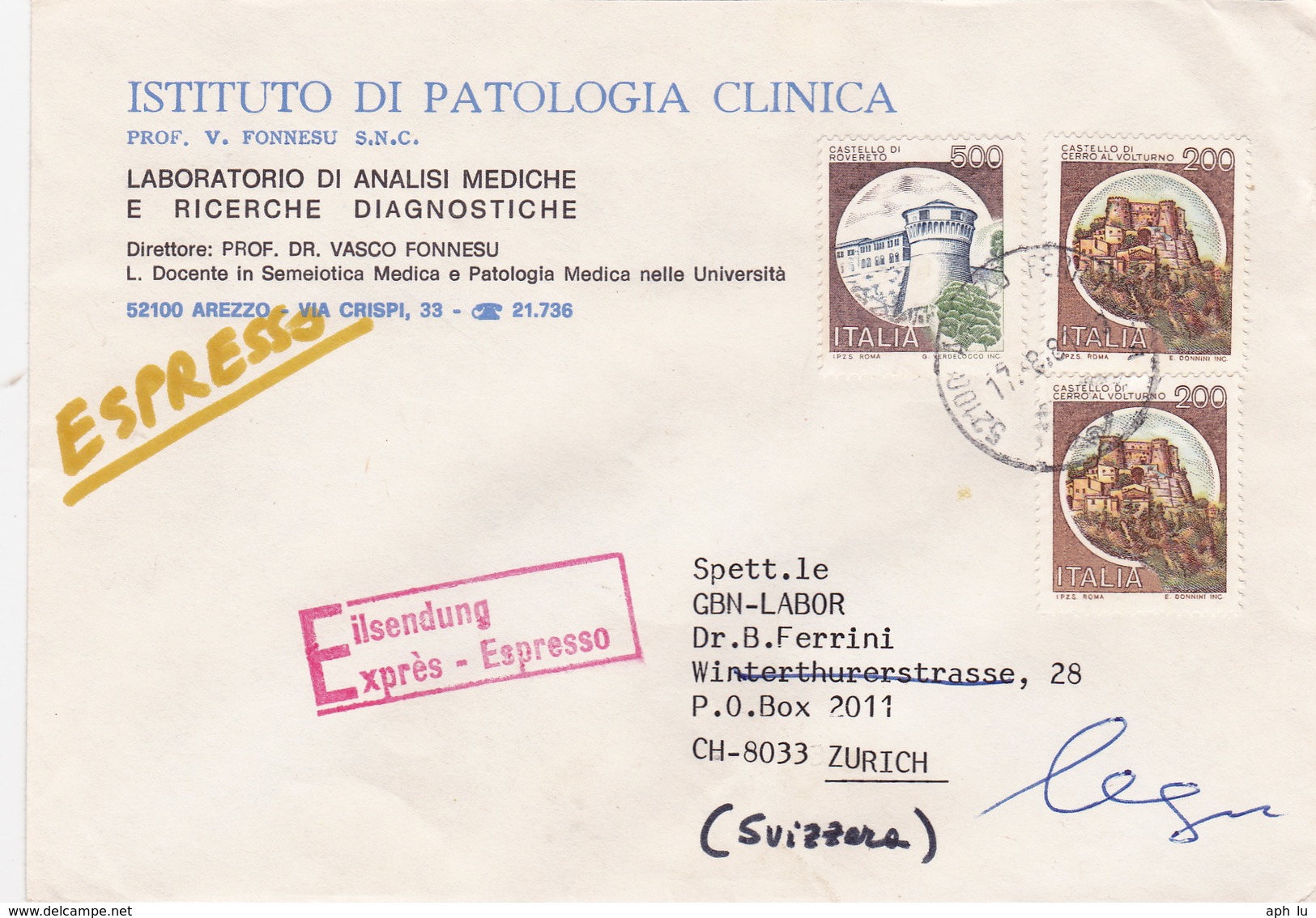 Eil-Brief 1981 Von Arezzo Nach Zürich (br0080) - 1981-90: Poststempel