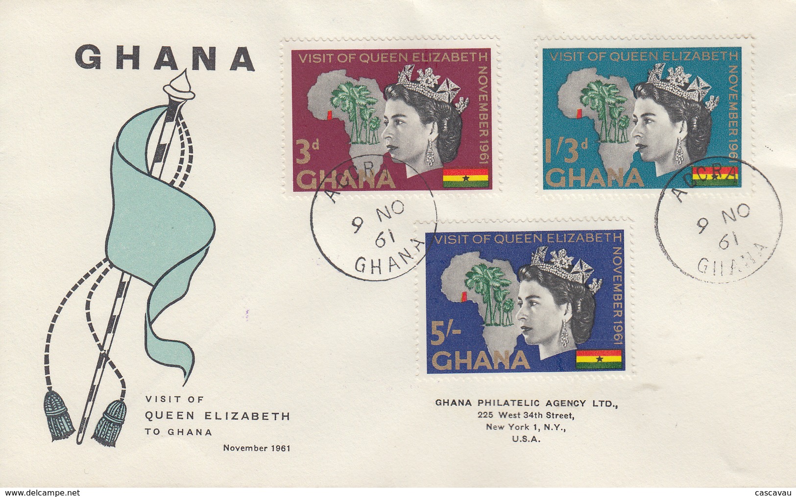 Enveloppe  FDC  1er  Jour   GHANA     Visite  Royale   1961 - Ghana (1957-...)