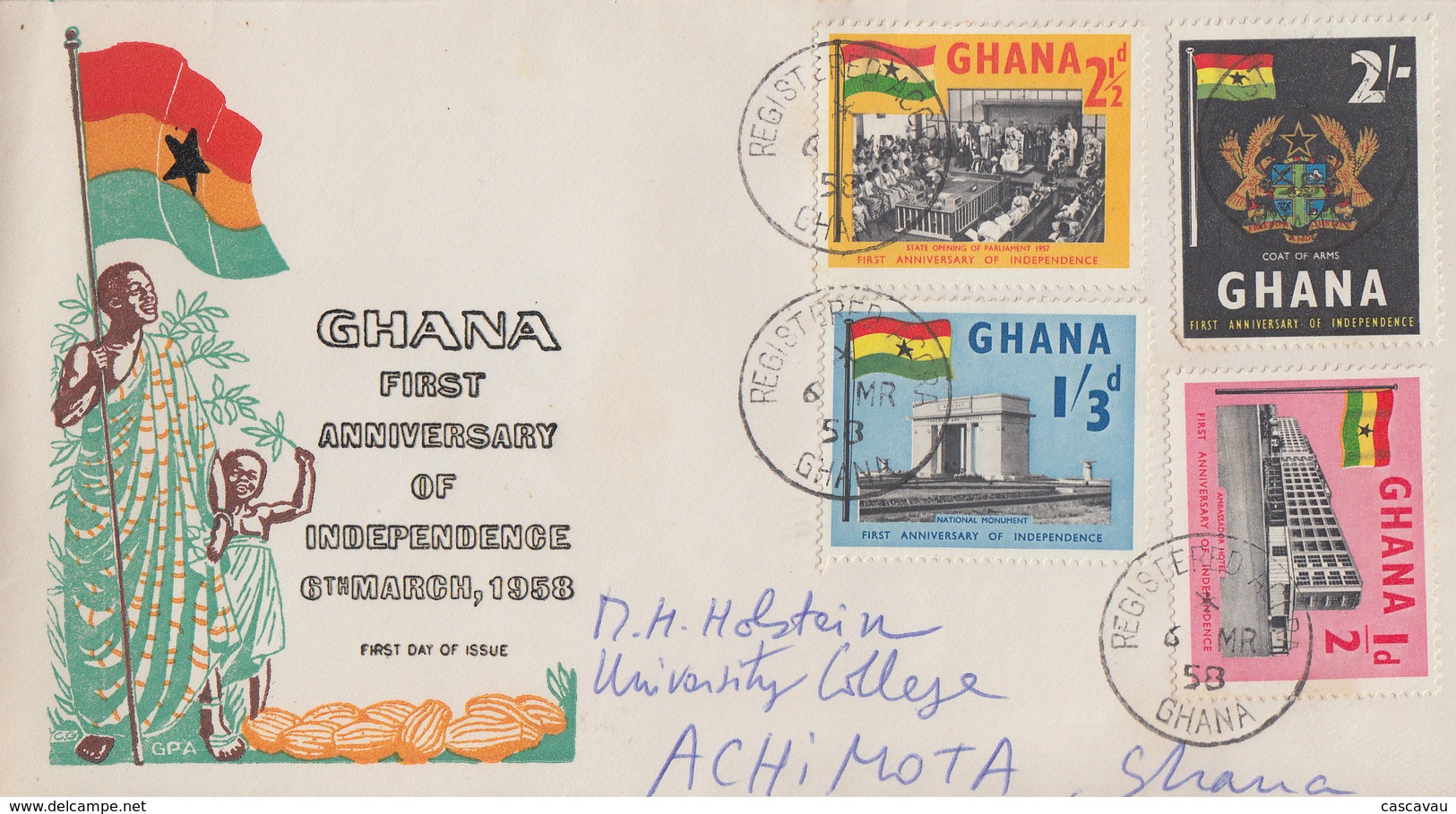 Enveloppe  FDC  1er  Jour   GHANA    1er  Anniversaire  De  L' Indépendance   1958 - Ghana (1957-...)