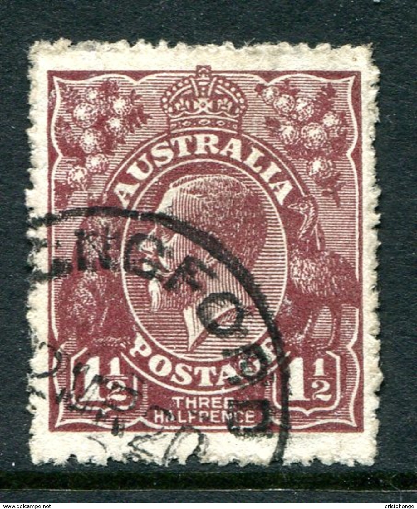 Australia 1916-18 KGV Heads (3rd Wmk. Multiple) - P.14 - 1½d Red-brown Used (SG 52) - Used Stamps