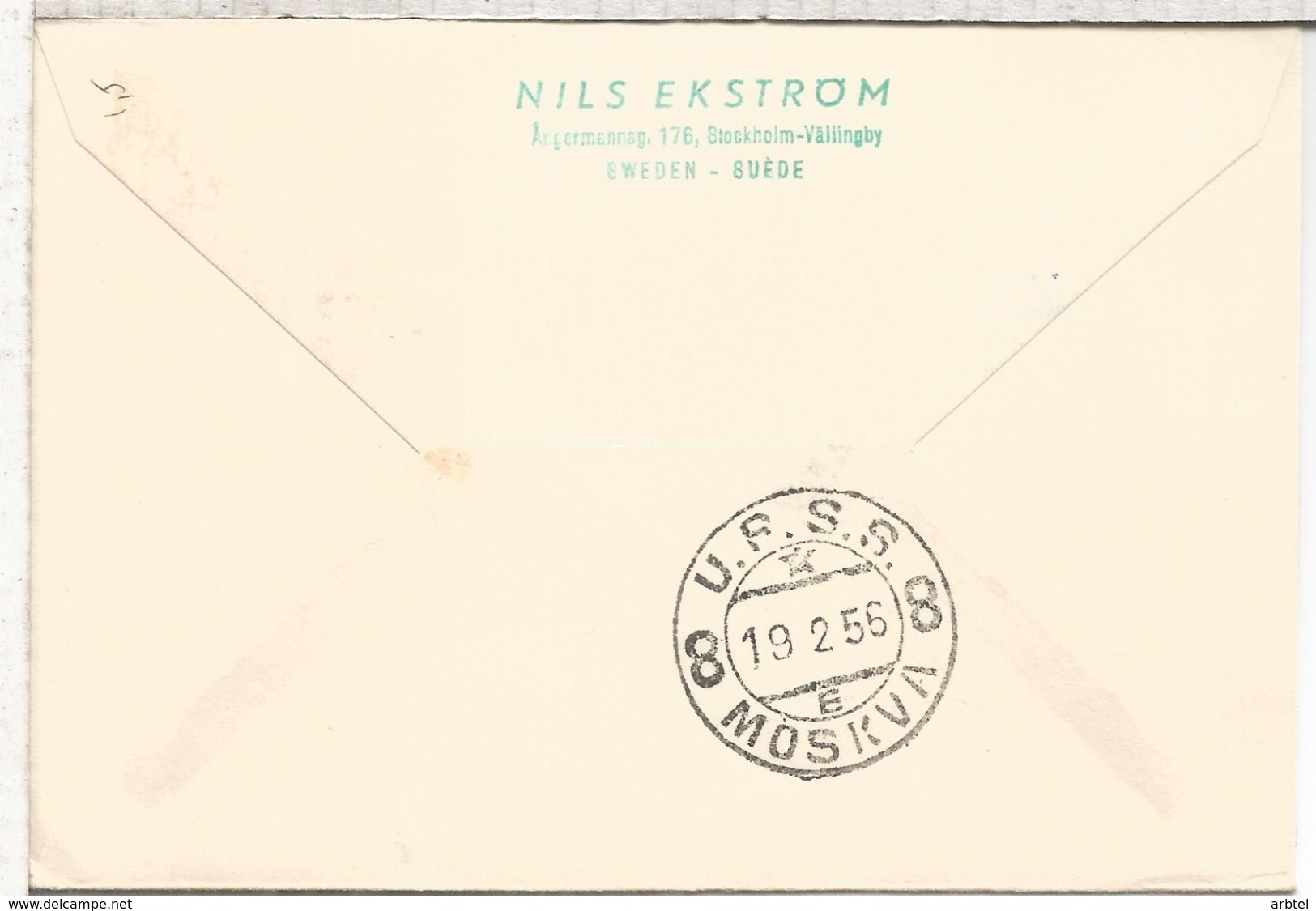 FINLANDIA CC PRIMER VUELO FINNAIR HELSINKI MOSCOW 1956 AL DORSO LLEGADA - Cartas & Documentos