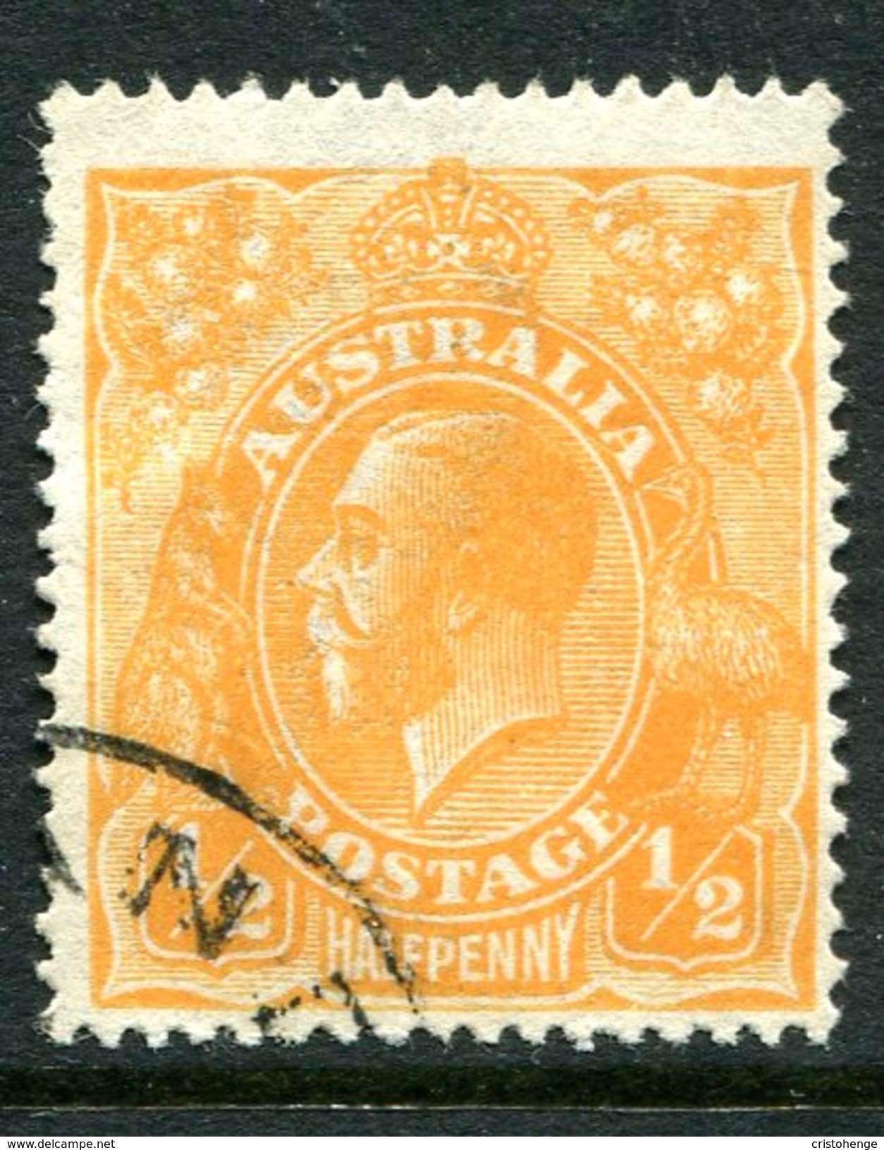 Australia 1918-23 KGV Heads (2nd Wmk.) - P.14 - ½d Orange Used (SG 56) - Used Stamps