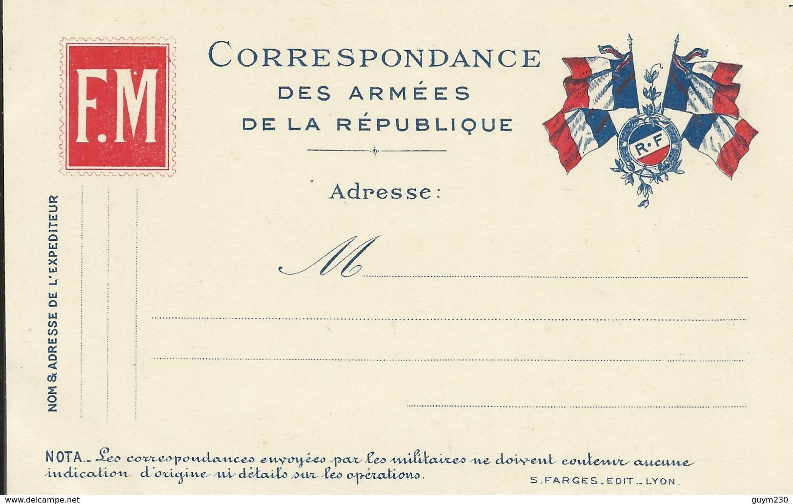 Carte De Correspondance Militaire ( Armées De La République) - Autres & Non Classés