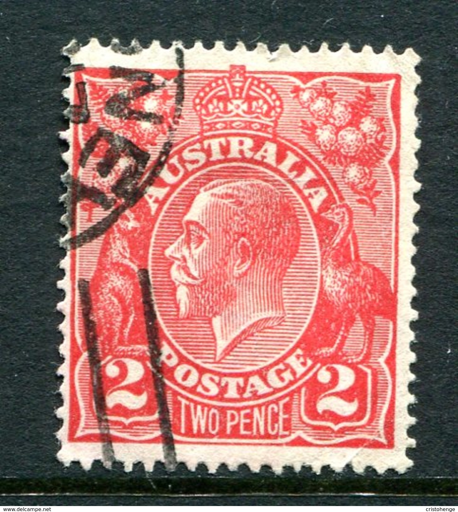 Australia 1918-23 KGV Heads (2nd Wmk.) - 2d Bright Rose Scarlet Used (SG 63) - Oblitérés