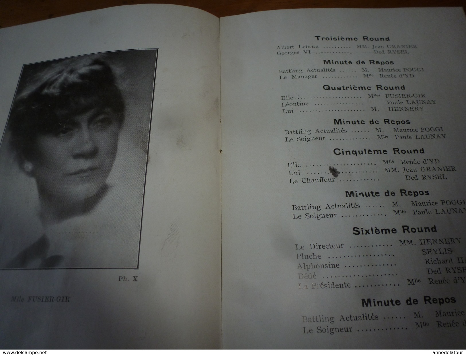 1938 Théâtre LES 2 ÂNES  Les chansonniers,avec Pierre Dac,Mlle Fusier-Gir,Jean Granier,M. Mauricet,J.J. Vital,René Dorin