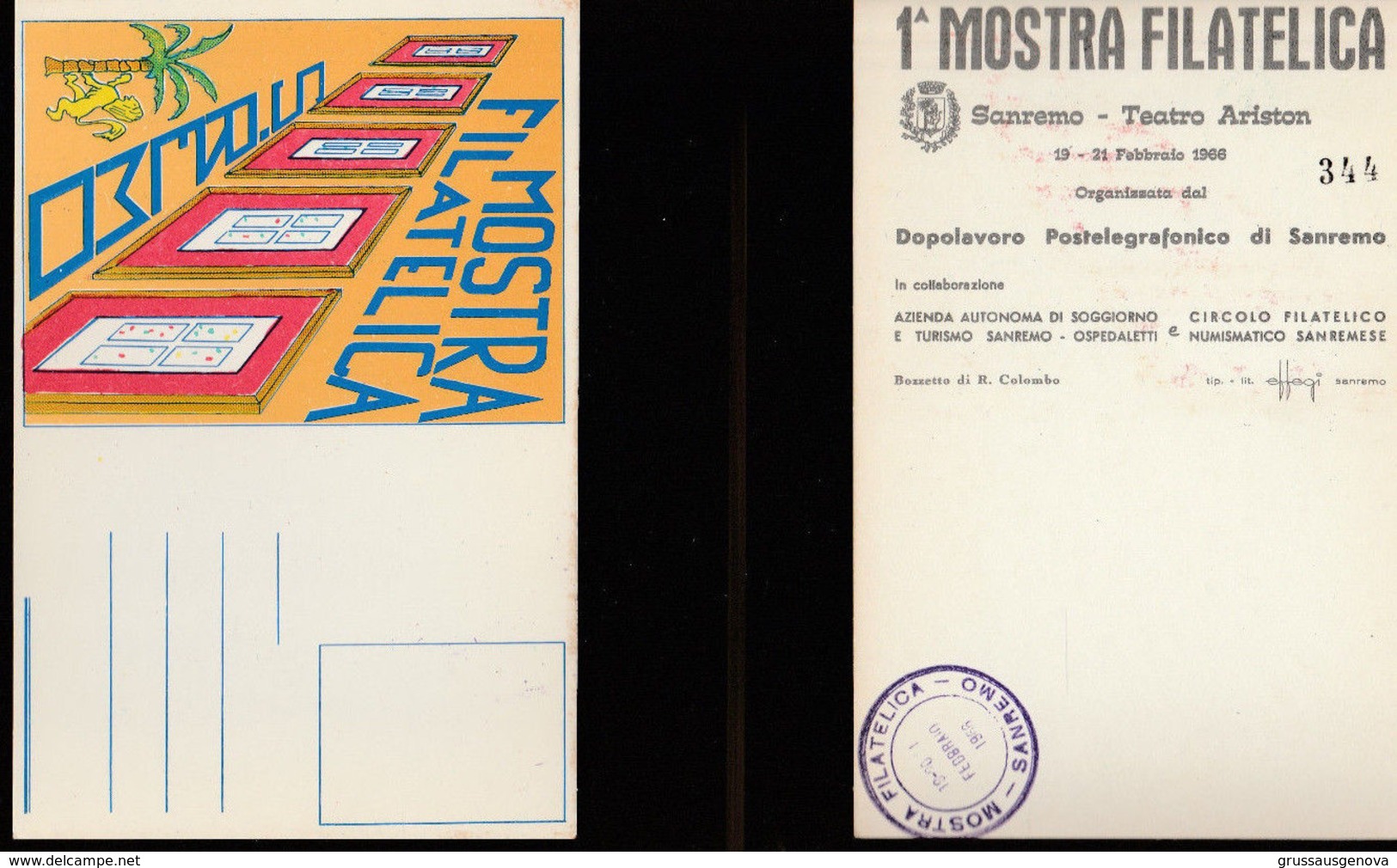 11437) SAN REMO SANREMO TEATRO ARISTON 1^ MOSTRA FILATELICA 1966 NUMERATA RARA - Non Classificati