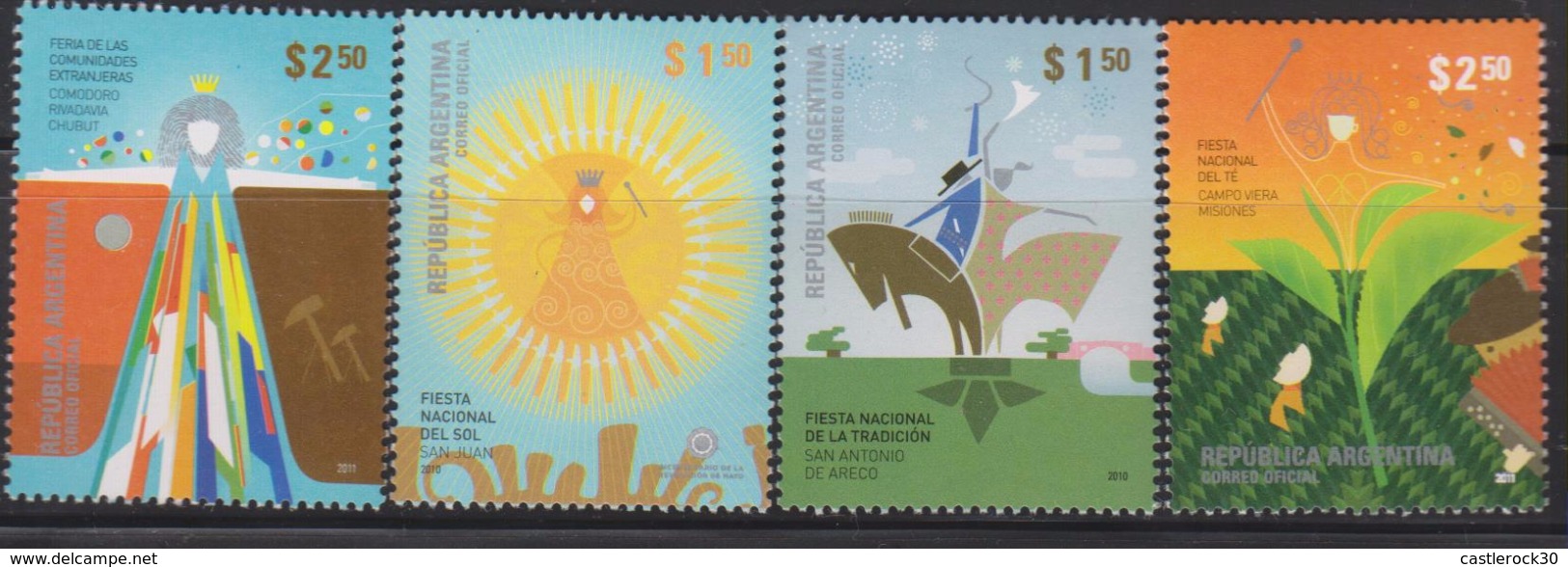 O) 2010 ARGENTINA, NATIONAL HOLIDAYS- CELEBRATIONS-CULTURE,FOREIGN COMMUNITIES- SUN PARTY- OF THE TRADITION NATIONAL TE - Unused Stamps