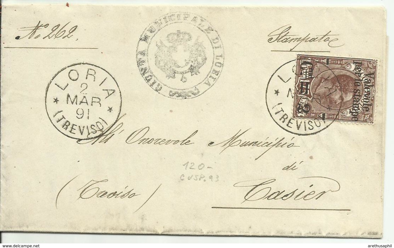 MP23-Stampe Con Valevole X Stampe 2 Cent. Su 1,75 £ - Loria 2.3.1891 - Rarissimo - Storia Postale