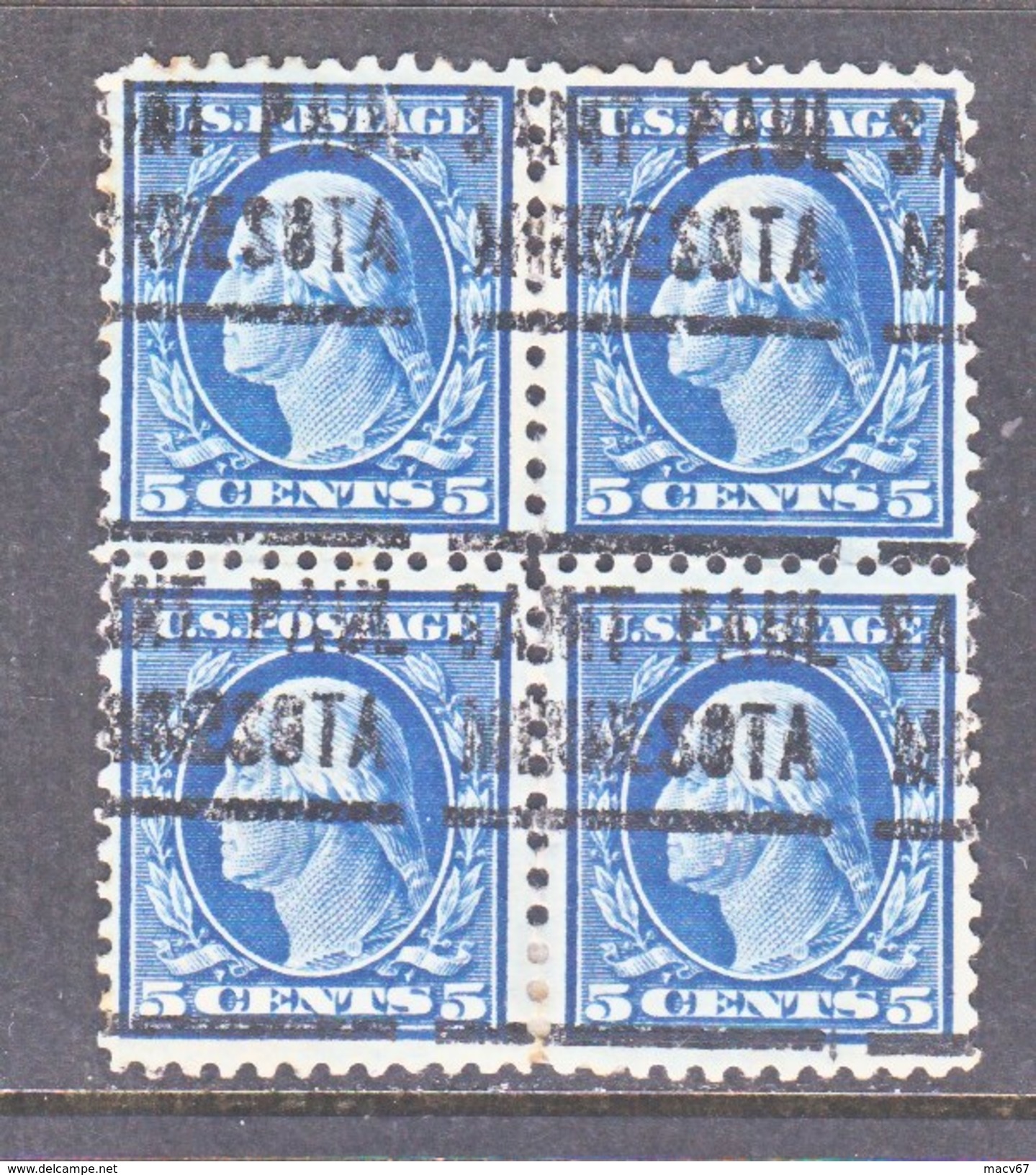 U.S. 504 X 4  (o)  MINNESOTA  FLAT PRESS  NO Wmk. Perf 11  1917-19 Issue - Precancels