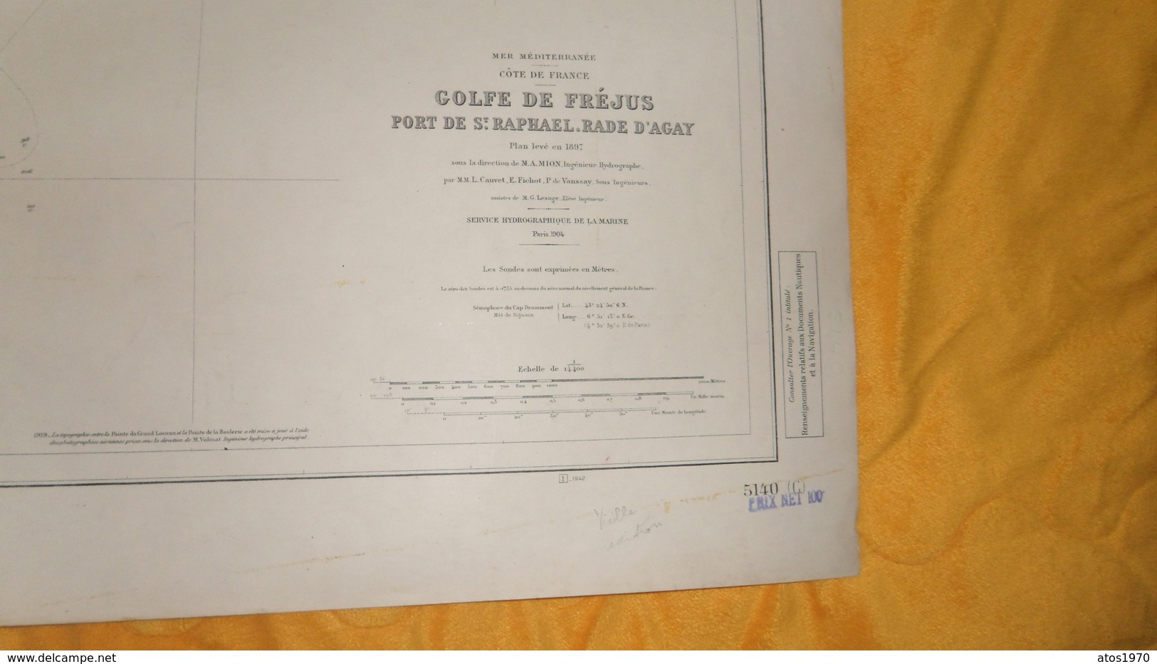 CARTE ANCIENNE SERVICE HYDROGRAPHIQUE DE LA MARINE PARIS 1904. EDITION DE 1934. / GOLFE DE FREJUS PORT DE ST RAPHAEL RAD - Cartes Marines