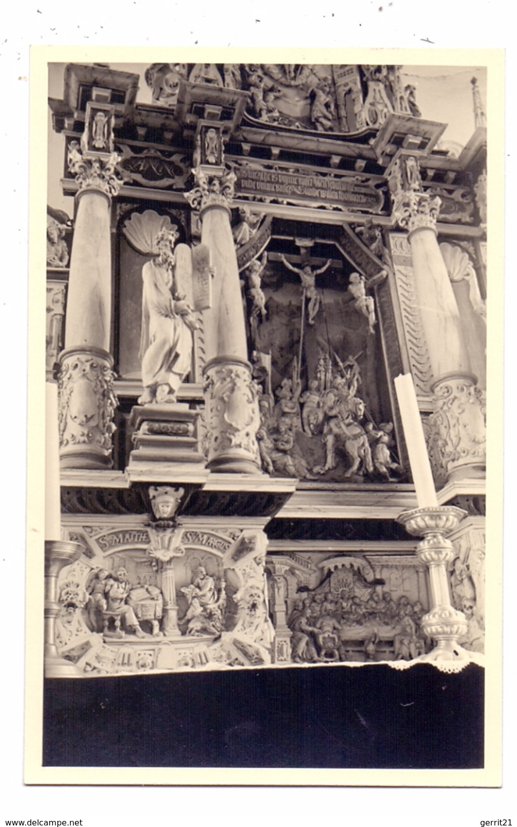 2893 BUTJADINGEN - TOSSENS, Norddeutscher Barock-Altar Von Ludwig Müsntermann, Photo-AK - Brake