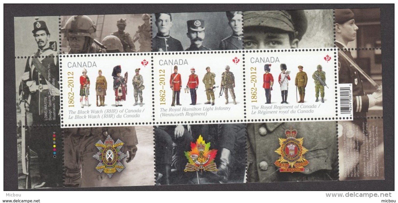 Canada, 2012, MNH, Militaria, Uniforme, Médailles, Medals, Médaille, Medal, Kilt, Médaille, Medal, Feuillet - Neufs