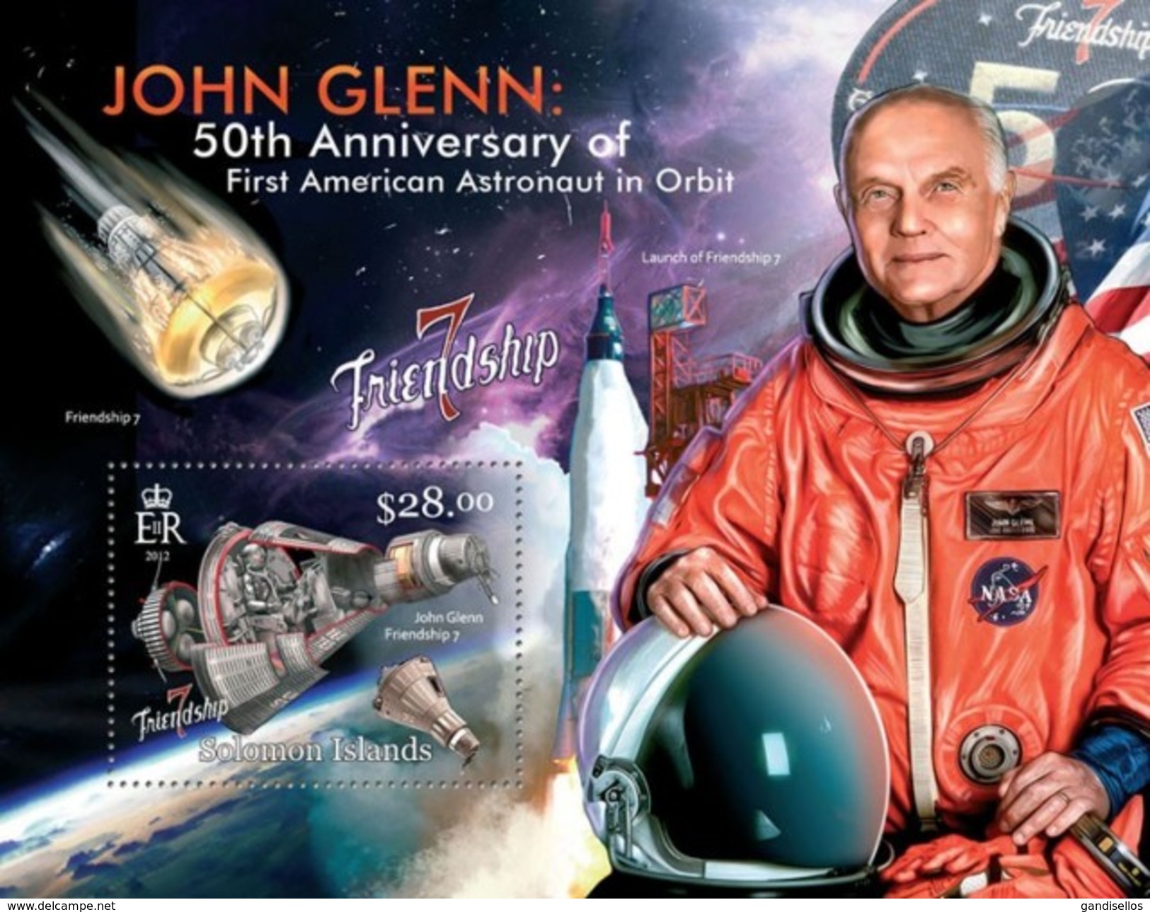 SOLOMON ISLANDS 2013 SHEET JOHN GLENN SPACE ESPACE ASTRONAUTS ASTRONAUTES COSMONAUTS ESPACIO Slm13119b - Solomon Islands (1978-...)