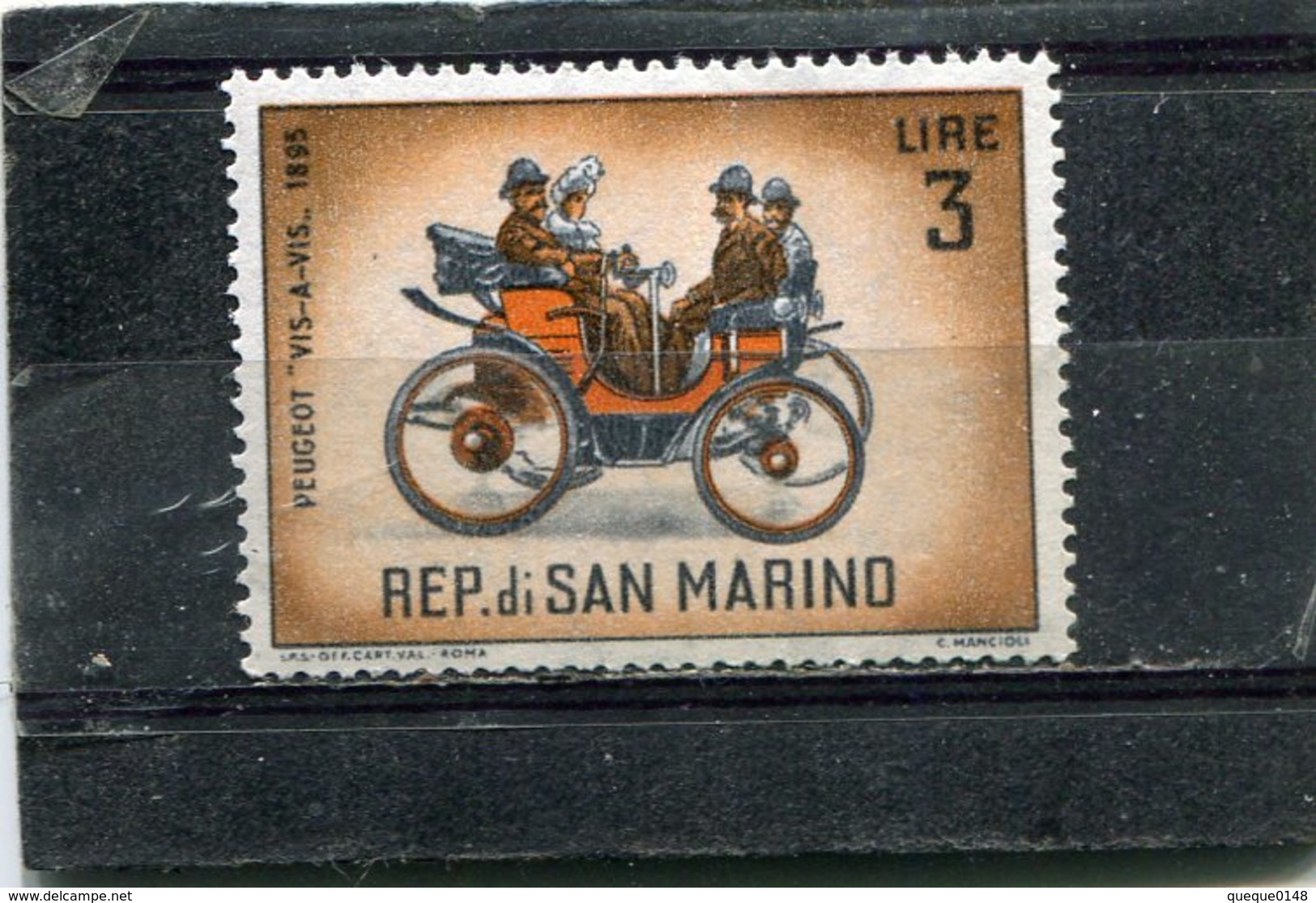 SAN MARINO. 1962. SCOTT 496. AUTOMOBILES (PRE-1910): PEUGEOT - Unused Stamps