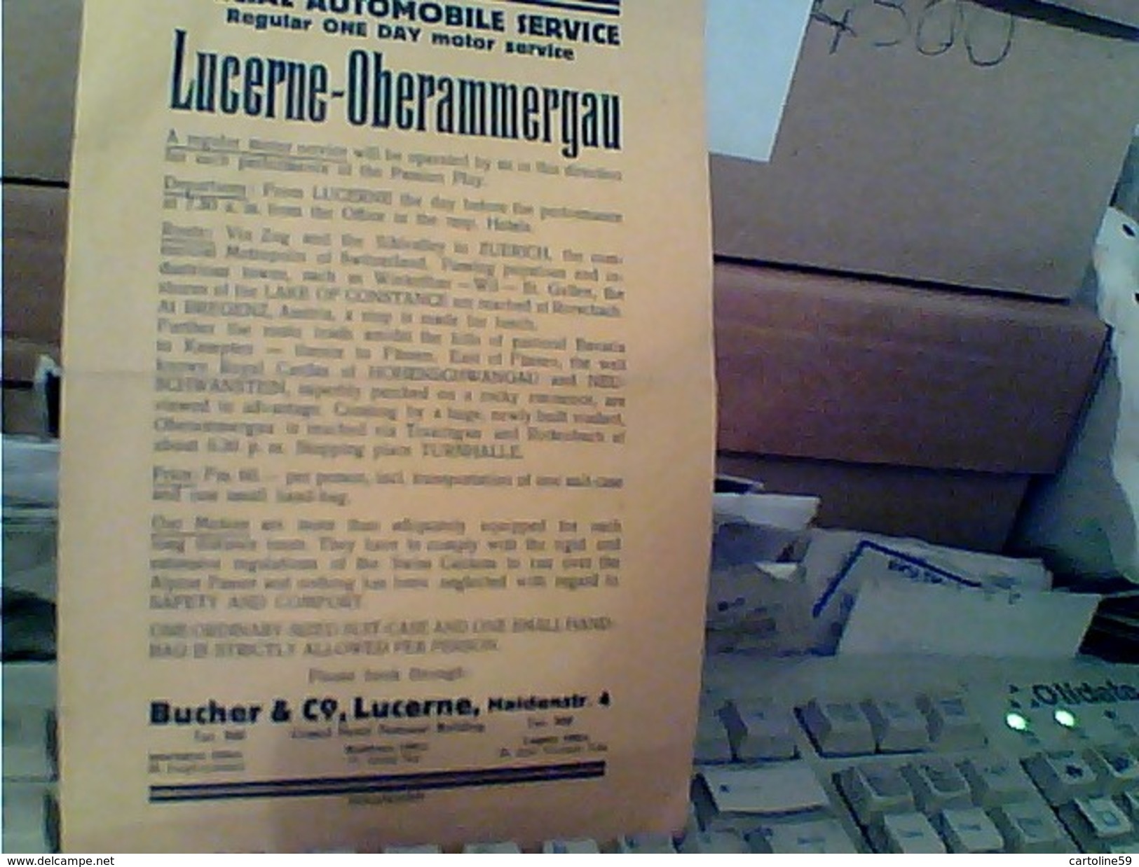 LUCERNE OBERAMMERGAU AUTOMOBILE SERVICE TOUR  1930/40 GB13530 - Pubblicitari
