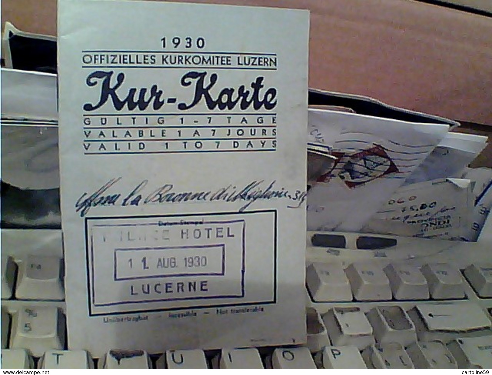 SUISSE LUCERNE KUR-KARTE * HOTEL 1930 GB13532 - Svizzera