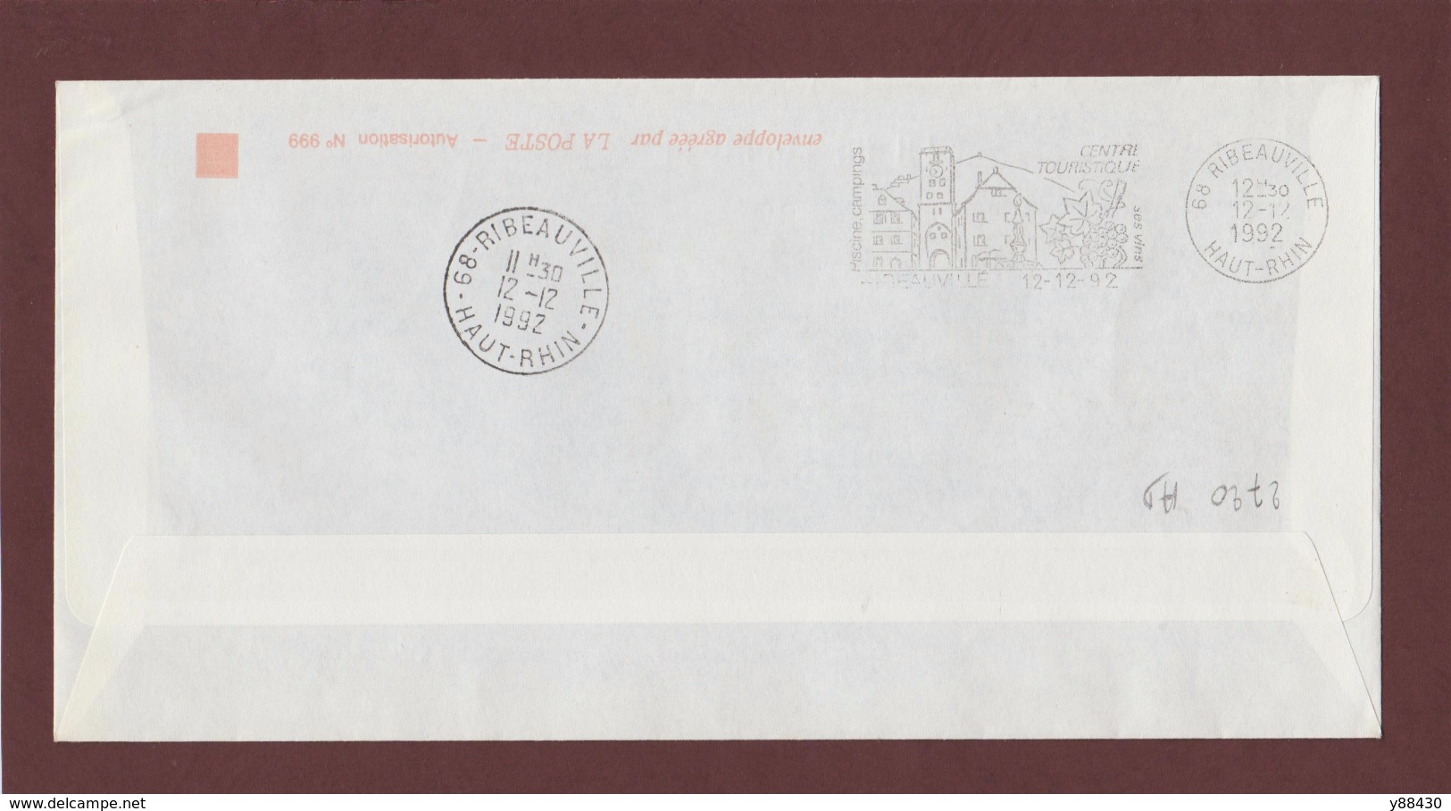 3.-2720 De 1991 - Adresse Fantaisiste - M. MARS à RIBEAUVILLE. 68 - Retour Flamme De Ribeauvillé - Voir Les 2 Scannes - Used Stamps