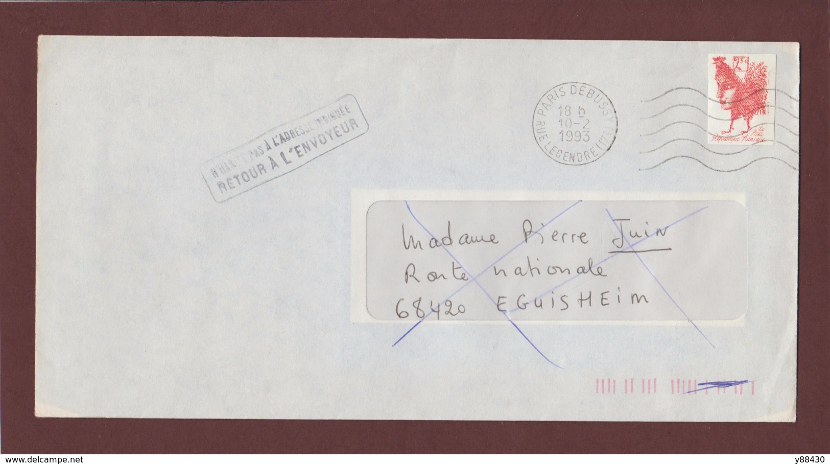 2774 De 1992 - Adresse Fantaisiste - M. JUIN à EGUISHEIM. 68 - Retour Cachet De HERRLISHEIM PRES COLMAR - Voir 2 Scannes - Usati