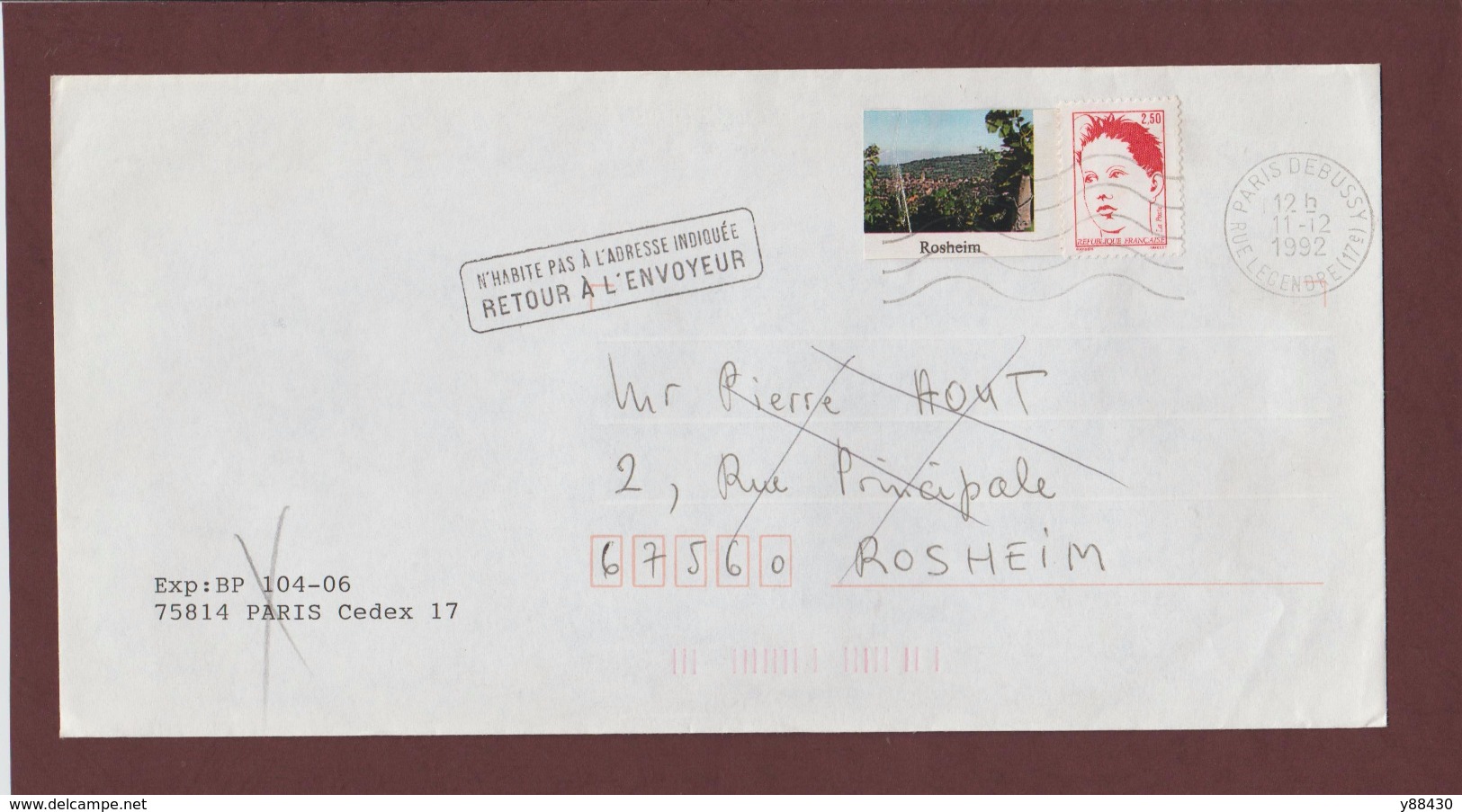 2773 De 1992 - Adresse Fantaisiste - M. AOUT à ROSHEIM. 67 - Retour Cachet De ROSHEIM - Voir 2 Scannes - Used Stamps