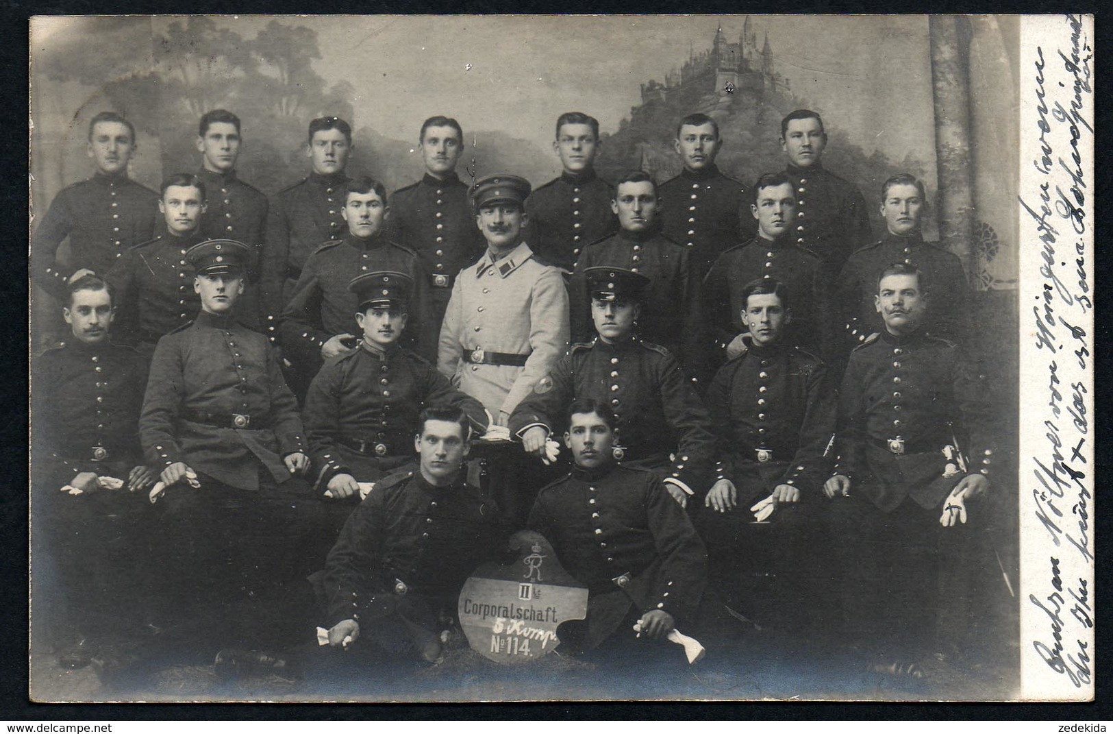 A2585 - Alte Foto Ansichtskarte - 1. WK WW - Soldaten - Uniform - Korkoralschaft 5. Komp. 114 - Gel 1912 - War 1914-18