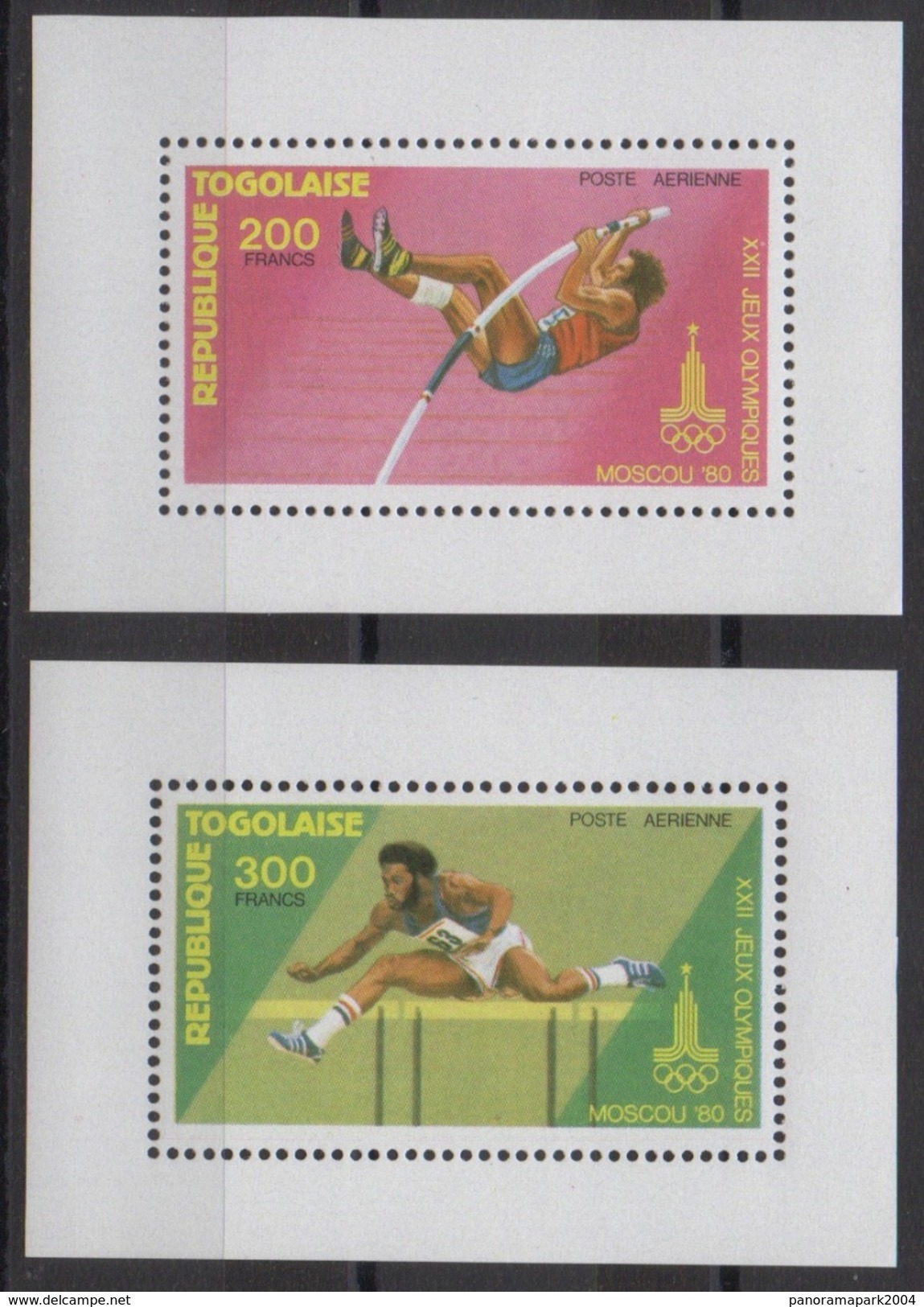 Togo 1980 Moscow Moskau Moscou Olympic Games Jeux Olympiques RARES Mini-Blocks Mi. 1426A 1427A UNLISTED - Summer 1980: Moscow