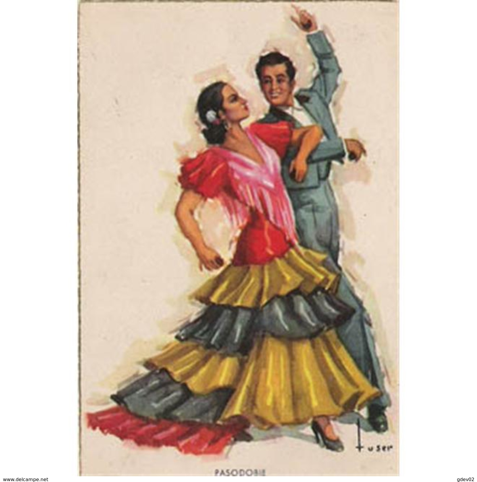 COSTP0604KCPA-LFT1423TMO.Tarjeta Postal Costumbrista.BAILADO UN PASODOBLE,costumbres Españolas - Mode