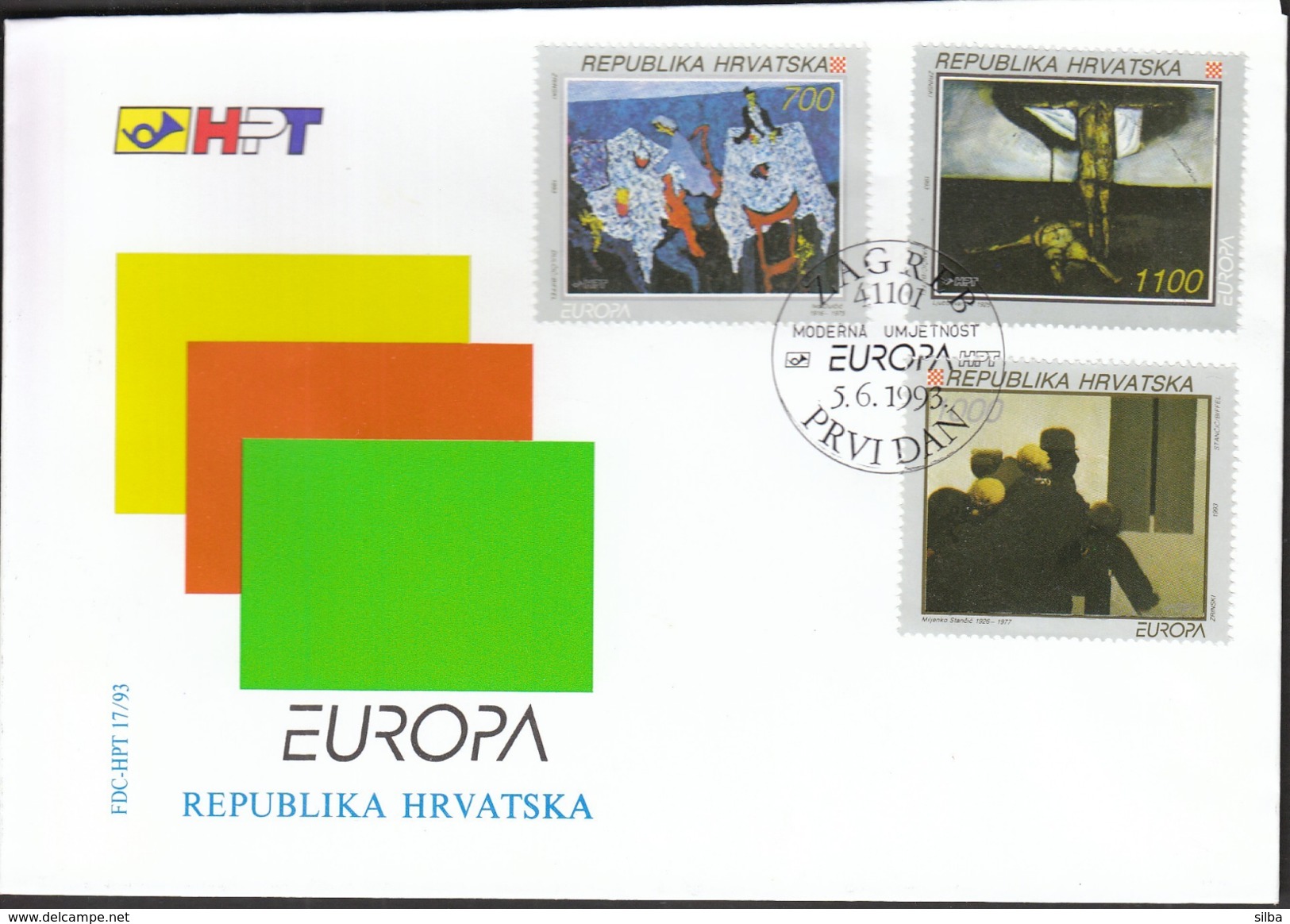 Croatia Zagreb 1993 / Europa CEPT / Modern Art / Paintings / FDC - 1993