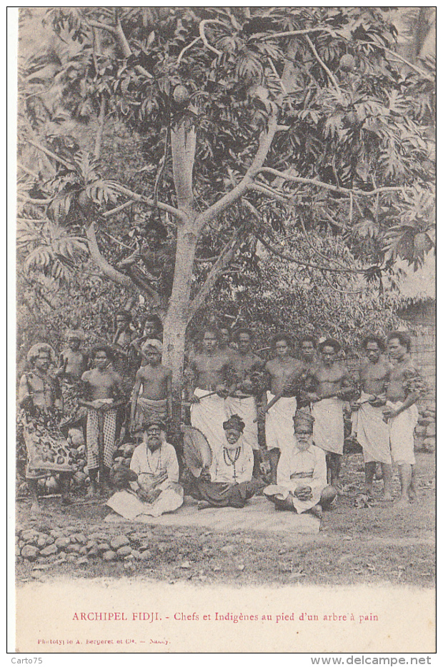 Océanie - Archipel Fidji - Précurseur -  Chefs Et Indigènes Sous Arbre à Pain - Editeur Bergeret - Fidschi