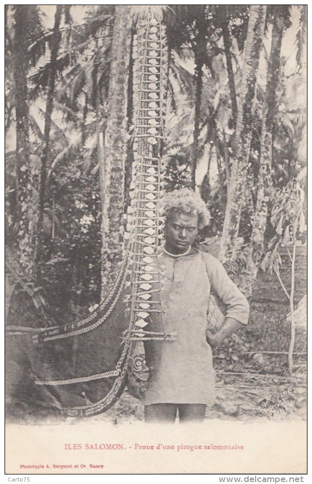 Océanie - Iles Salomon - Précurseur -  Coquillages Proue D'une Pirogue Salomonaise - Editeur Bergeret - Salomon