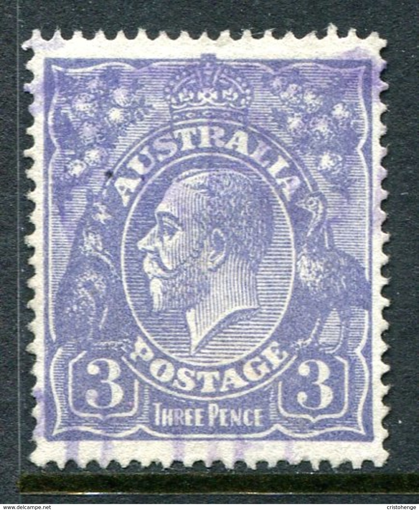 Australia 1924 KGV Heads (2nd Wmk.) - 3d Dull Ultramarine Used (SG 79) - Used Stamps