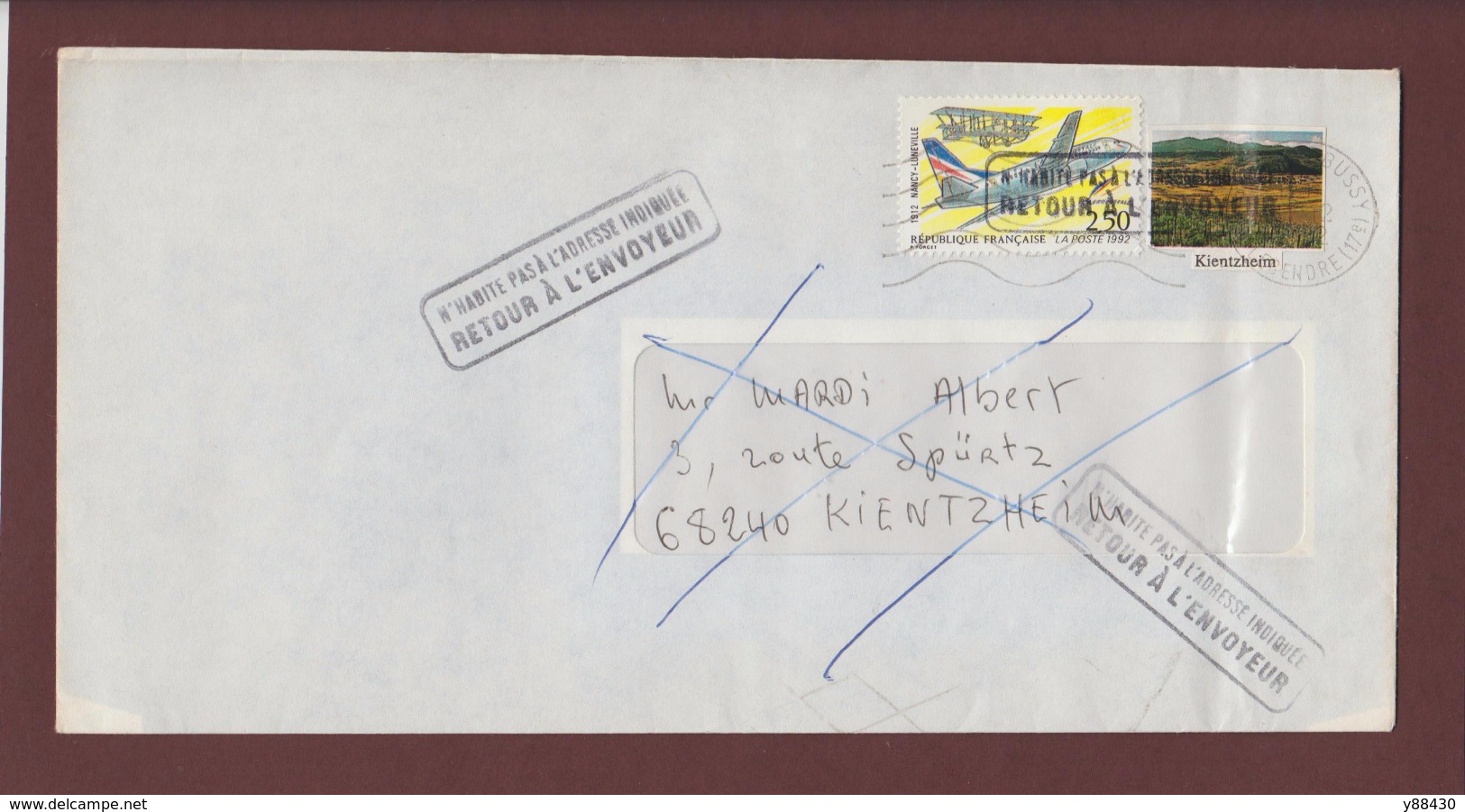 2778 De 1992 - Adresse Fantaisiste - M. MARDI à KIENTZHEIM. 68 - Voir 2 Scannes - Used Stamps