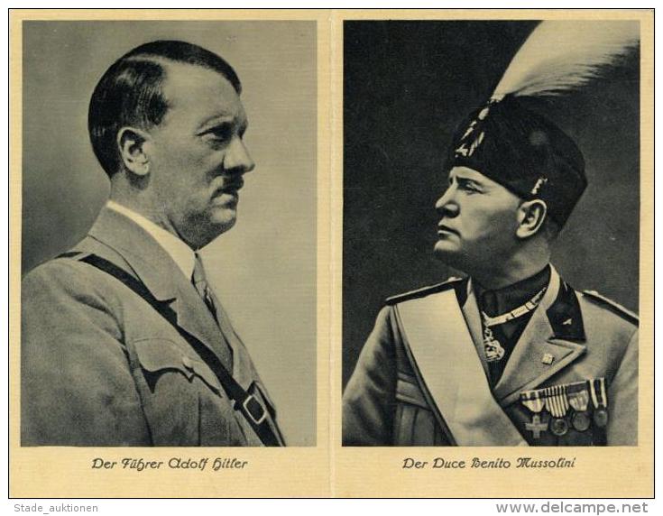 Hitler Und Mussolini Klappkarte I-II - Ohne Zuordnung