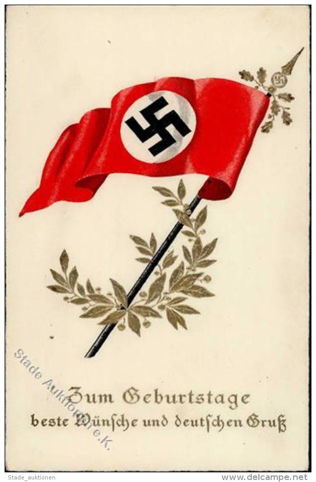 FAHNE/STANDARTE WK II - Pr&auml;gekarte Nr. 1811 Zum Geburtstage Deutschen Gruss" 1933 I" Montagnes - Ohne Zuordnung