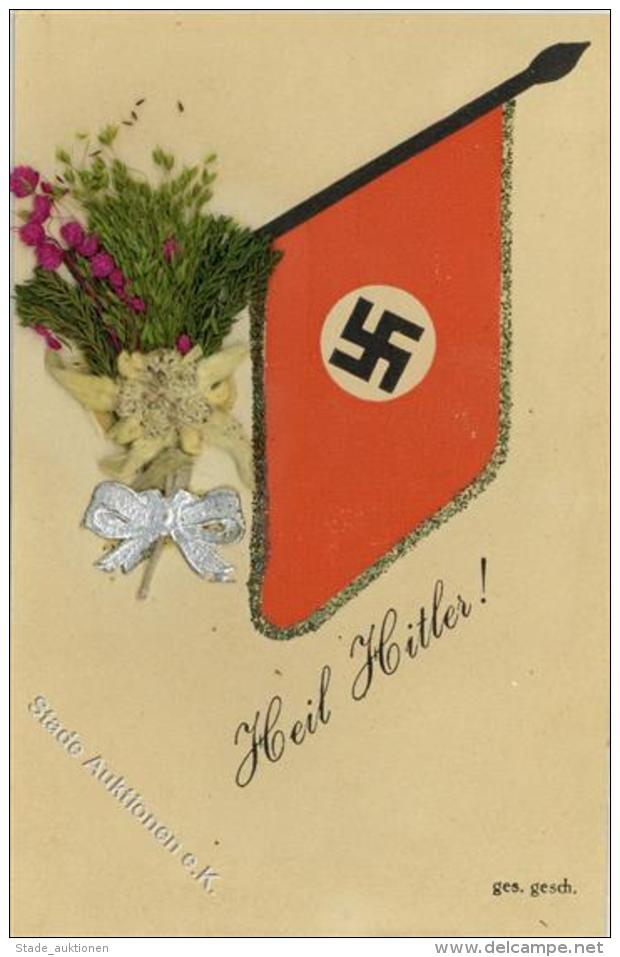 FAHNE/STANDARTE WK II - Mit Blume - Heil Hitler! (keine Ak) I-II - Non Classificati