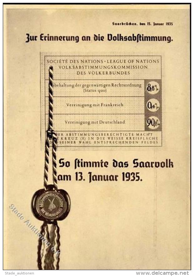 SAARBEFREIUNG 1935 WK II - Festpostkarte Zur Saarbefreiung I - Ohne Zuordnung