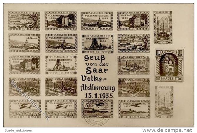 Saarabstimmung WK II Briefmarken Auf Ansichtskarte  I-II - Ohne Zuordnung