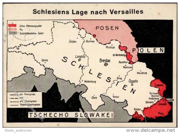 NS-LANDKARTE WK II - SCHLESIENS LAGE Nach VERSAILLES I-II - Ohne Zuordnung