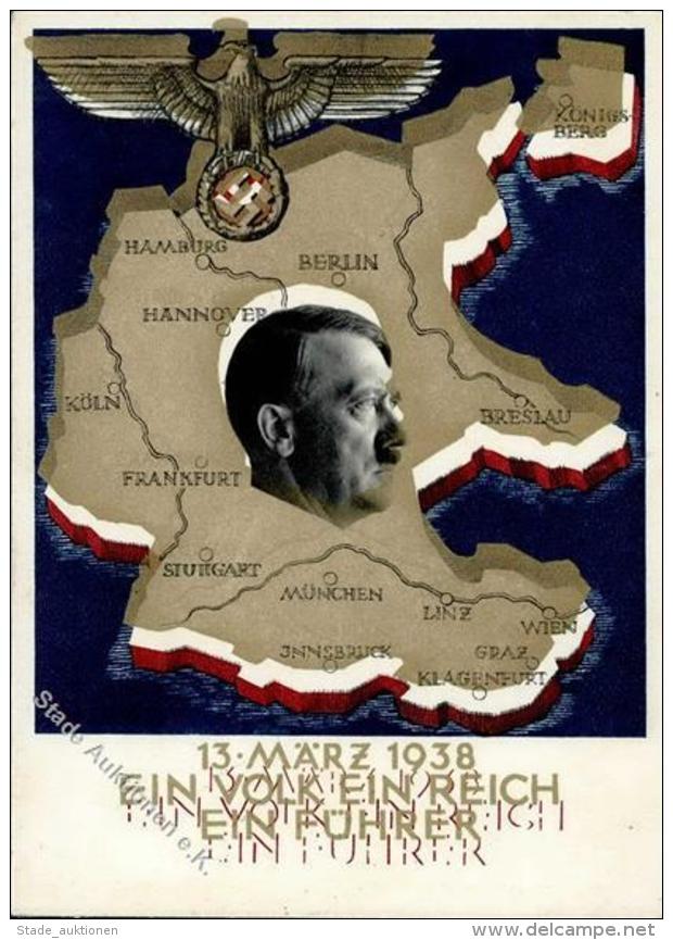 SUDETENLAND-BEFREIUNG 1938 WK II - Hitler-GSK P 268 Mit Total Verschobenem GOLDDRUCK" &Ouml;sterreich-Anschluss I R!" - Ohne Zuordnung