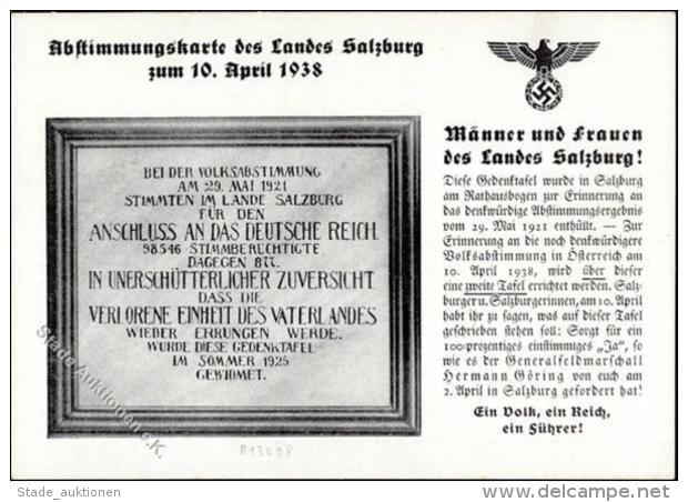 &Ouml;STERREICH-ANSCHLUSS 1938 WK II - Abstimmu Ngskarte SALZBURG Mit S-o 1938 I - Ohne Zuordnung