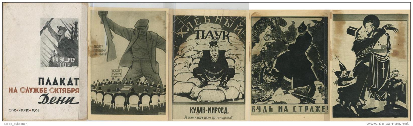 Zwischenkriegszeit Russland Propaganda Karikaturen Lot Mit 20 K&uuml;nstler-Karten Und Original Umschlag II (Klebereste, - Non Classificati