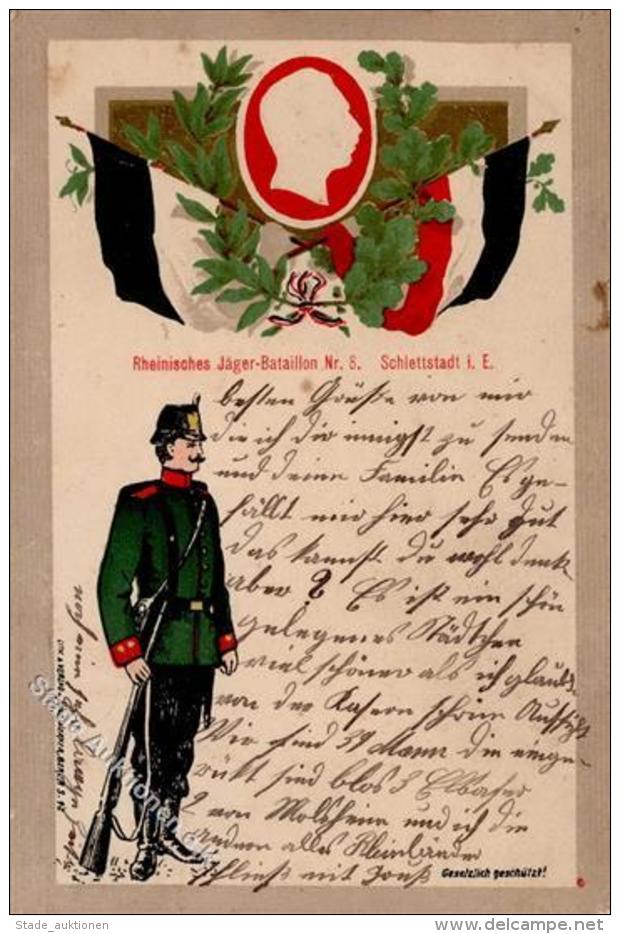 Regiment Rheinisches J&auml;ger Bataillon Nr. 8 Pr&auml;gedruck 1904 I-II (fleckig) - Regimente